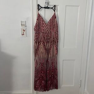 Mermaid dress with pink sequins and nude size XL FASHION NOVA